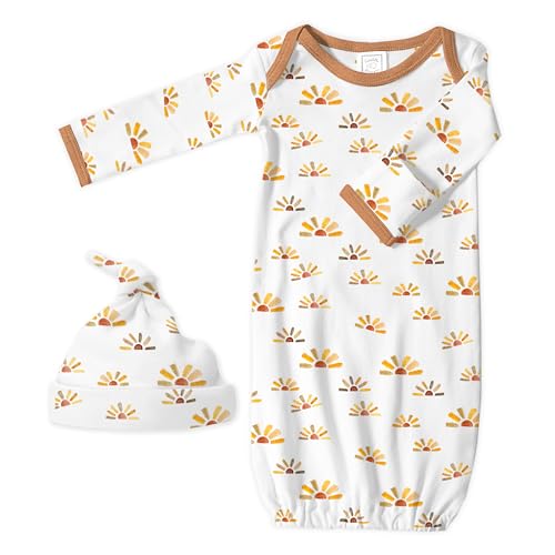 Image of SwaddleDesigns Softest Cotton Baby Pajama Gown with Foldover Mitten Cuffs for Infant Boy and Girl, Newborn, 0-3 Months