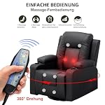 Relaxsessel-Set, Sofa, Sofa-Set aus Kunstleder, Fernsehsessel Ruhesessel Liegesessel mit Liege-Funktion Polstersessel Schlafsessel für Wohnzimmer Schlafzimmer Heimkino,Schwarz, 3+2+1 – Bild 5