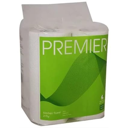 Premier Tissues Kitchen Tissue 60 Pulls 2 Ply Roll 4x1 Pack (60 * 4 =240 Pulls, 480 Sheets)