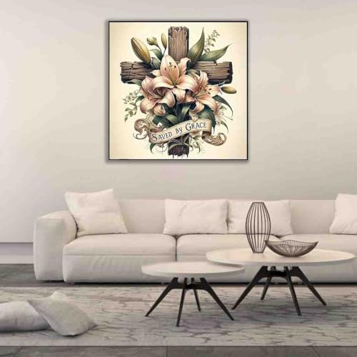 Image of Cross Stitch Kits for Adults Beginner,Flower Counted Cross Stitch Kits Printed Stitching Cute Patterns Dimensions Needlepoint Art Crafts Embroidery Kits for Adults Beginners (13.7x13.7 inch)
