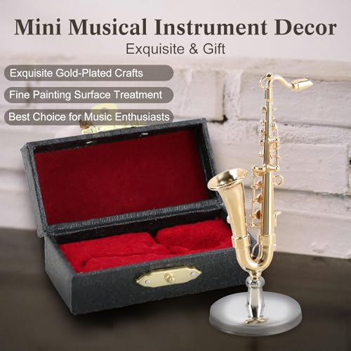 eastrock miniature saxophone model 26inches mini tenor saxophone model with stand and casemini musical instrument ornament dollhouse home decoration
