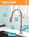Kicimpro Kitchen Faucet with Pull Down Sprayer, Zero Leakage 3 Hole Brushed Nickel RV Kitchen Sink Faucet with Water Line, NSF Certified Lead-Free 304 Stainless Steel Touchless Kitchen Sink Faucets