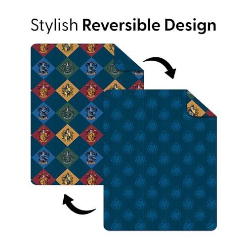 Image of Warner Bros Harry Potter House Crest Sampler Quilted Throw Blanket, Wizarding World Design, Adults Boys Girls, Soft Lightweight Bedding for Bed, or Couch, 60 x 80 inches