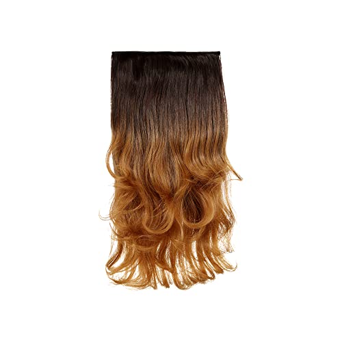Image of KIS Synthetic Curly Hair Extensions with 4 Clip-in for Women, Ombre Gold | 20 Inch, Natural, Soft Heat Resistant Hair, Thick Washable Reusable, Artificial Hair Clip on Extension for Bridal, Wedding