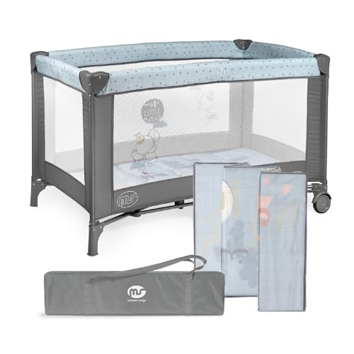 ms BabyWorld – Basic – Cuna de Viaje para niños | 120x60 cm | Desde 0+ Meses hasta 15 kg | Colchón y Bolsa Transporte Incluidos | Plegado y Montaje Fácil | Estructura Ligera y Estable