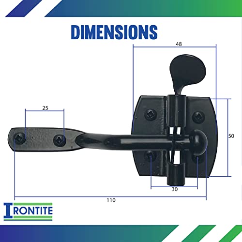 IRONTITE® Auto Gate Latch, Garden Gate Latch for Wooden Gates, Black Coated for Weather Protection, for External Use As Gate Latch & Door Latch (Black) - Image 2