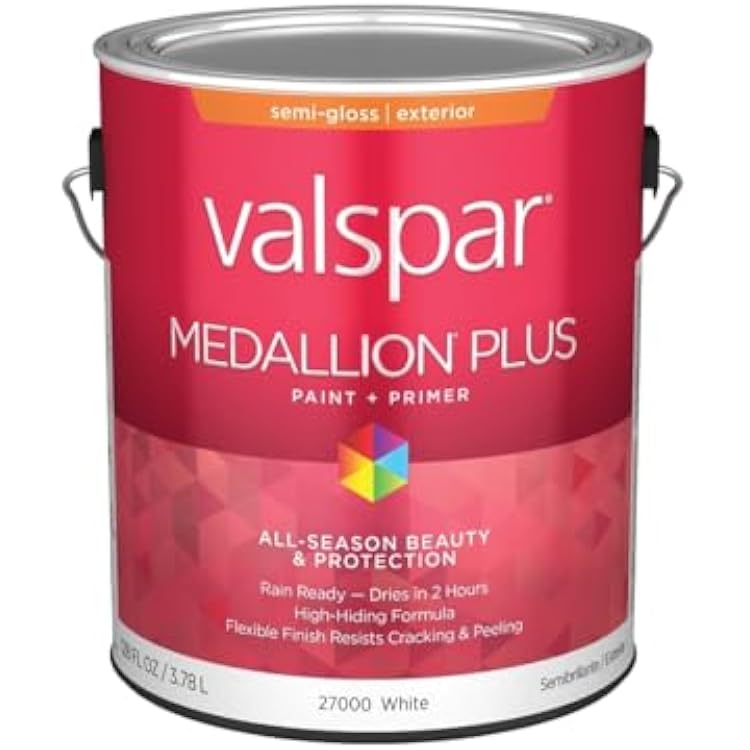 Valspar 27000 White Base Medallion Plus Exterior Paint & Primer, Semi-Gloss, 1 Gallon