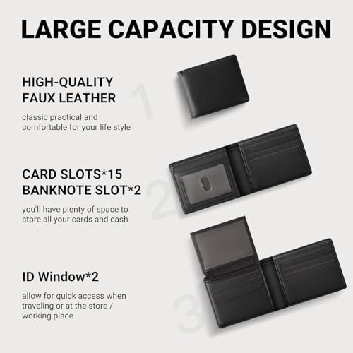 GNDR Wallet For Men RFID Blocking Black Wallets Bifold Faux Leather Card Holder Front Pocket Mens Accessories With Gift Box2