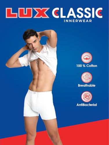 Image of Lux Classic Men's Inner Elastic Trunks - Pack of 5 (Color May Vary) | Premium 100% Cotton | Ultimate Comfort Breathable, Soft & Durable | Everyday Essential Lux Underwear