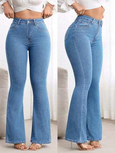 Image of KOTTY Women's High Waist Flared Fit Stretchable Denim Jeans for Casual