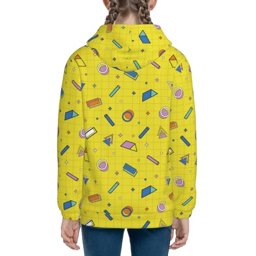 Geometric Objects Pattern Kids Pullover Hoodies Boys Zip Up Sweatshirts Girls Athletic Clothes with Pocket 5