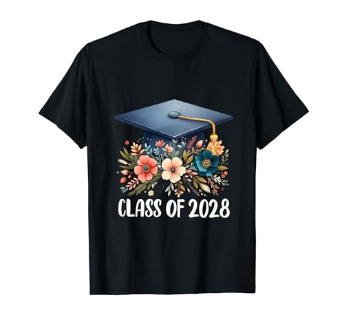 Classe of 2028 Senior Flower Graduate Girls Kids T-Shirt