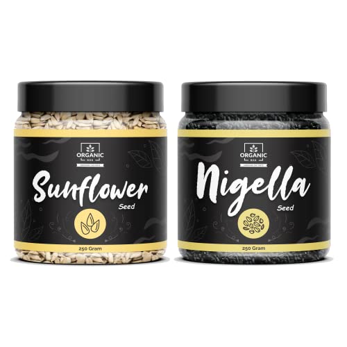 Image of 100% v Natural and Premium Raw Sunflower and Nigella Seeds For Eating 250gm Each| Protein and Fibre Rich Superfood, Healthy Seeds [Jar Pack] (500 Gram)