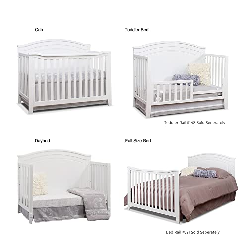 Image of Sorelle Furniture Berkley Round Top Crib, Classic 4-in-1 Convertible Crib, Made of Wood, Non-Toxic Finish, Wooden Baby Bed, Toddler Bed, Child's Daybed and Full-Size Bed, Nursery Furniture-White