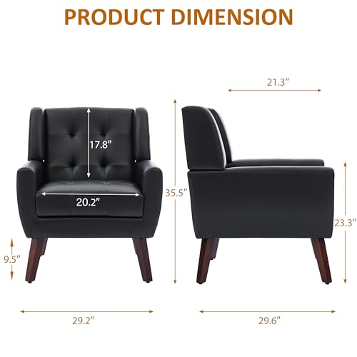 Sillón Clásico Negro de Cuero PU miniatura 2