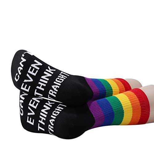 JXGZSO 2 Pairs Gay Pride Rainbow Socks LGBTQ Pride Flag Be Gay Do Crime Rainbow Socks Pride Gifts Lesbian Pride4