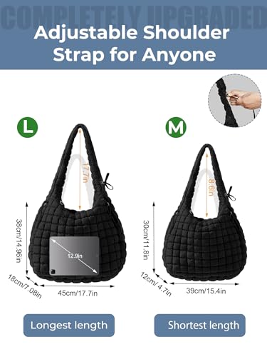 ASWACA Puffer Quilted Tote Bag for Women Nylon Crossbody Bags with Adjustable Straps Puffy Purse Hobo Large Shoulder Bag Trendy — view 3