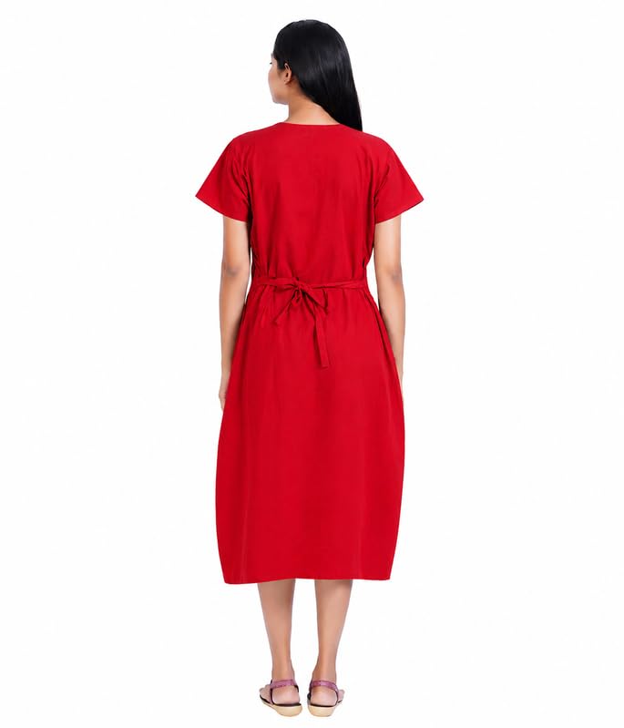 Image of MENMAII Women's [L-4XL] Full Open /Front Buttoned [a Kind of Adaptive Clothing] Multipurpose Nighty for Maternity /Pregnancy /Elderly /Patient /Feeding /Hospital Purpose Nighty Calf Length