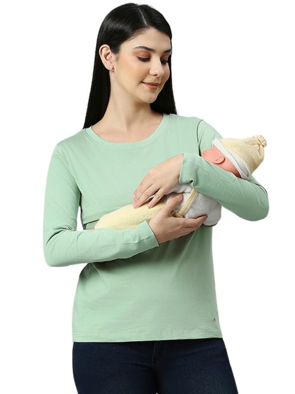 True Shape Feeding Tshirts for Women | Maternity Tshirts for Women with Concealed Zip for Nursing & Pregnancy in Cotton Sinker Fabric