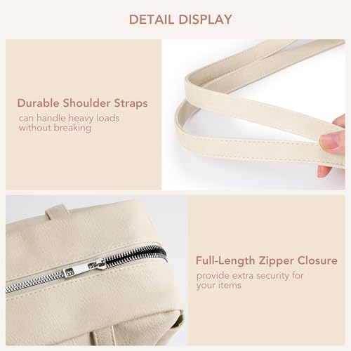 Image of KALIDI Tote Bag Vegan Leather Women Pocket Utility Bag Faux Leather Shoulder Travel Purse Vintage Handbag for Work