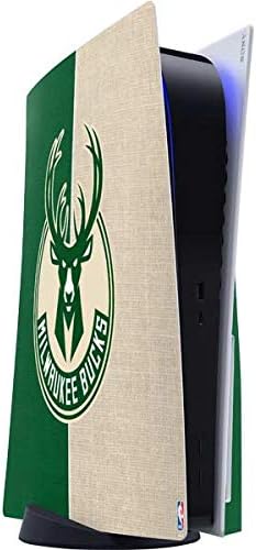 Vista 12 de Skinit Decal Gaming Skin Compatible with PS5 Console - Officially Licensed NBA Milwaukee Bucks Rusted Dark Design