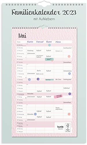 Price comparison product image Burde Familienkalender 2023 Pastell mit Aufkleber: Wandkalender