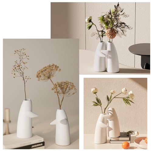 Valentine’s Day Gift for Her – Embrace Ceramic Vase Set of 2, White Hugging Design Flower Vase, Minimalist Romantic Home Decor for Anniversary & Love Gifts - Image 9