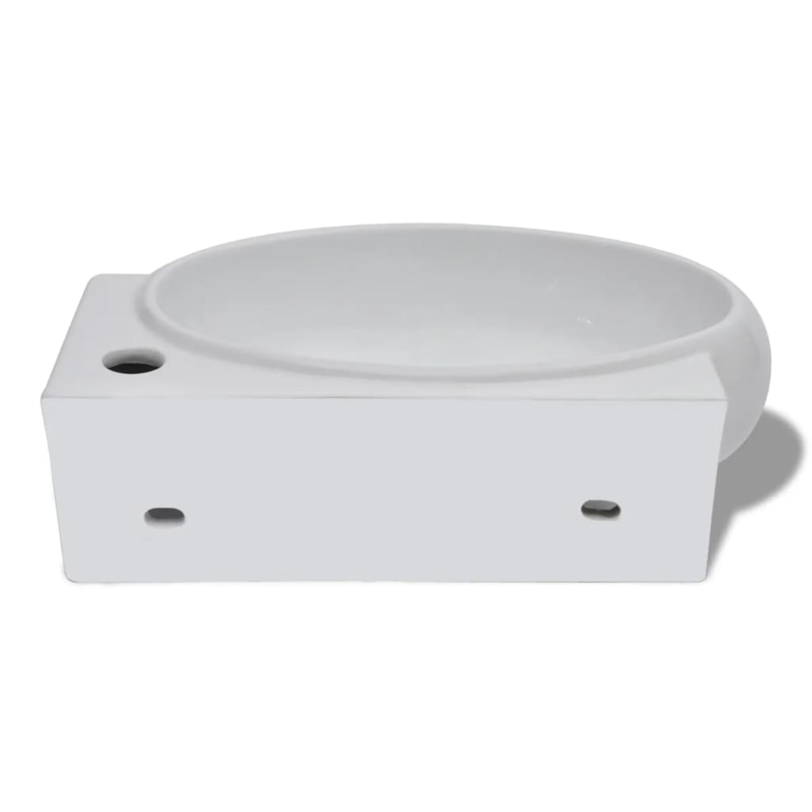 ZEYUAN Lavabo con Hueco de Grifo y rebosadero cerámica Blanco, Fregadero, Lavabo Baño, Lavamanos Baño, Lavatorio Casa De Banho, Mueble Lavabo sobre Encimera