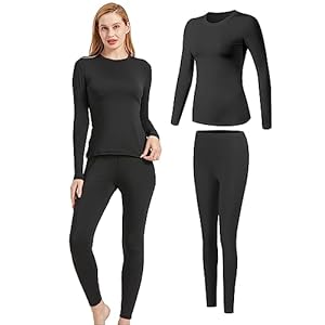 UNIQUEBELLA Womens Thermal Underwear Set,Crew Neck Long Sleeved Base Layer Top & Leggings Multifunctional Home Thermal Base Layers for Sports Skiing