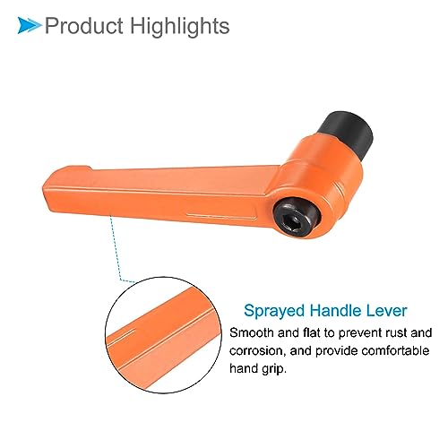 Image of Clamping Lever Handles, M8 Female Thread 69mm Lever, Adjustable Quick Release Locking Rotating Knobs Orange - (Applications: for Lathe Machinery), 3-Pieces