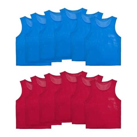VOGRYE Pinnies Set of 12/24 Scrimmage Vests, Team Practice Sports for Child Youth/Adult, Lightweight Basketball Jersey Cover