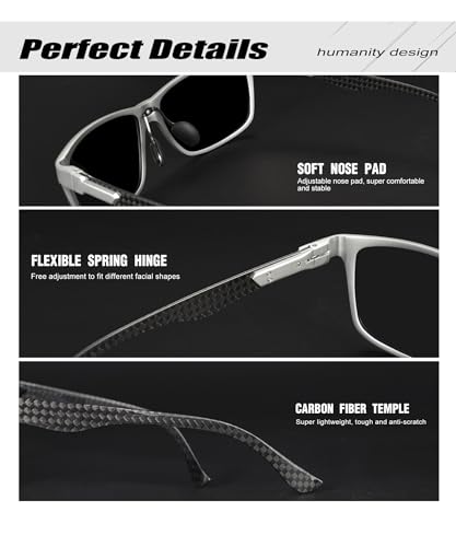 Image of Polarized Sunglasses for Men Rectangular Classic Al-Mg Metal Frame Sun Glasses Mens Sunglasses with UV Protection