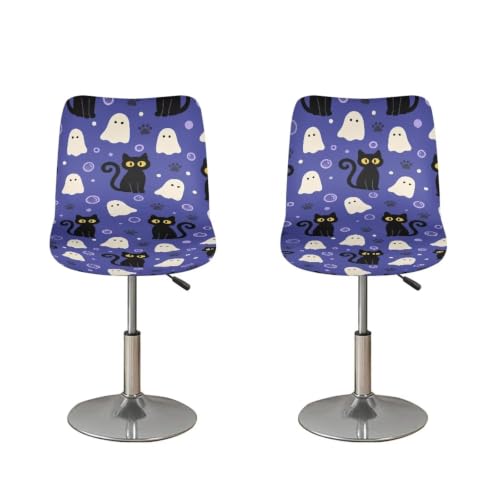 Image of Black Cat Washable Bar Seat Covers for Anti-Scratches Spills Chair Cover with Barstool Covers Slipcovers with Back, 2 Pack