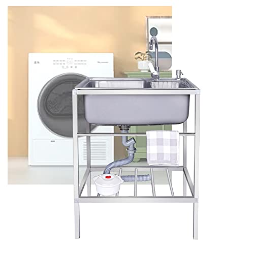 Évier de cuisine acier inoxydable portable avec pieds et robinet pour restauration