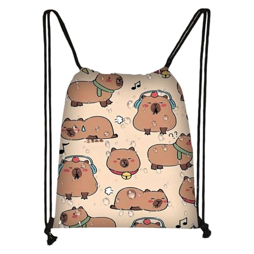 Kanoauo Capybara Mochila para niñas, mochila impermeable con cordón, mochila deportiva, para niños, mujeres, hombres, gimnasio, entrenamiento, escuela, viajes, senderismo, b, Siehe Beschreibung
