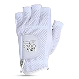 Lady Classic Mesh Half Golf Glove For Women – Premium Cabretta Leather Palm, Breathable Mesh Back, Half-Finger Design Ladies Golf Glove For Enhanced Grip &Amp; Comfort – White – Left Hand