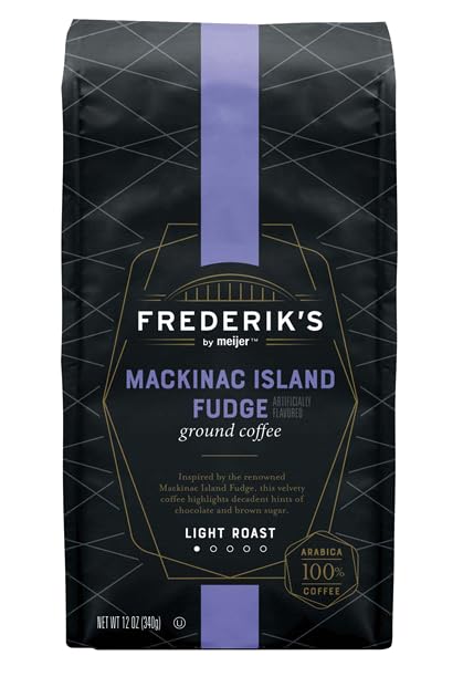 Frederik's Mackinac Island Fudge Ground Coffee 12 oz Resealable Bag 100% Arabica Beans Light Roast