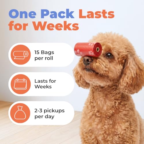 Image of Best Pet Supplies Dog Poop Bags for Waste Refuse Cleanup, Doggy Roll Replacements for Outdoor Puppy Walking and Travel, Leak Proof and Tear Resistant, Thick Plastic - Red, 240 Bags
