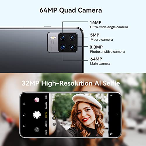 Cubot X50 Smartphone 8Gb 128Gb, 6.67" Fhd+ Display 64Mp Quad Camera, 4500Mah Battery, Support At&T, T-Mobile, 4G Dual Sim, Nfc, Face Id Black #TOP3