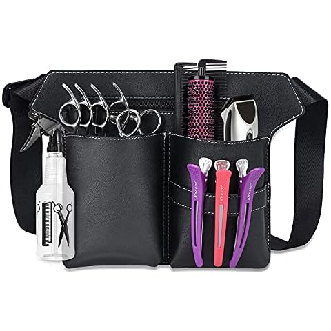 Noverlife Scissor Bag, Barber PU Leather Waist Pouch, Professional Hairdressing Shears Comb Holster with Waist Belt, Hairstylist Salon Spa Case for hairdressers Cover