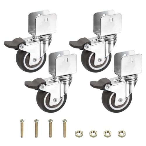PATIKIL 2" Roulettes pivotantes avec support U 3/4" 4 Remplacement de roue pivotante avec charge totale de frein 165lbs pour la table de meubles de cabinet