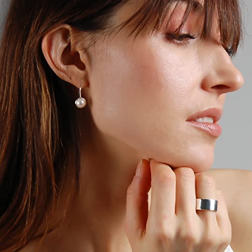 Pearl Earrings For Women - Dainty Earrings For Women, Simple Silver Dangle Earring, 925 Sterling Silver Plated Pearl Dangle Earrings, White Pearl Earrings, Drop Pearl Earrings, Faux Pearl Dangles #TOP1