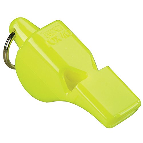 Fox 40 Mini CMG 3-Chamber Pealess Whistle with Lanyard, Neon Yellow