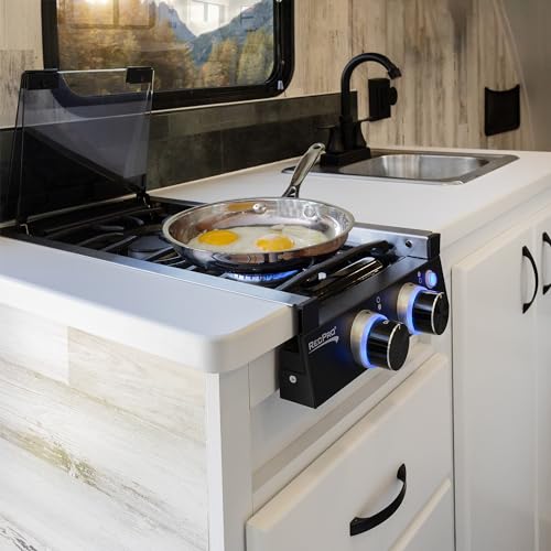 Image of RecPro RV Black 2 Burner Cooktop Stove 6,500 & 8,000 BTU Burners