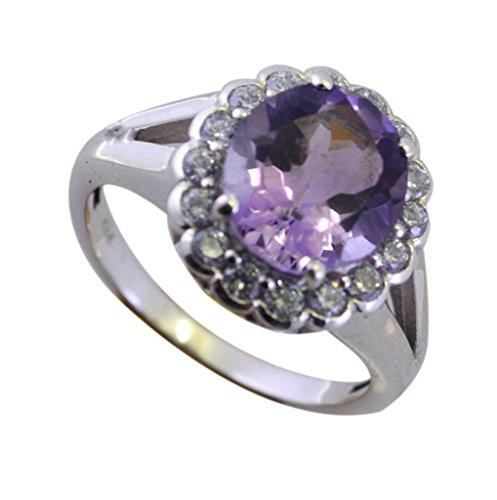 Bague ronde améthyste naturelle argent 925 pour homme et femme, bijou violet tendance