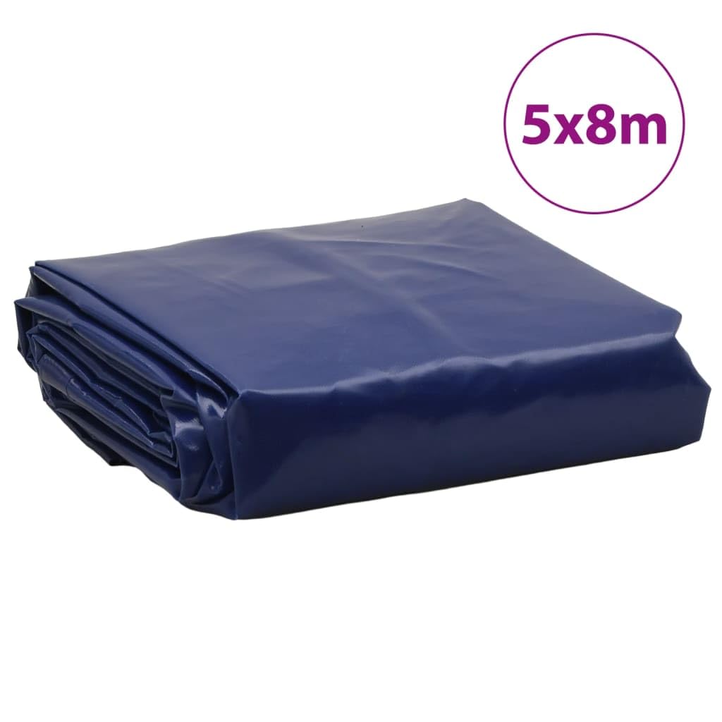 Telone blu, 5 x 8 m, in tela con rivestimento in PVC, 650 g/m², resistente alle intemperie, agli strappi, ai raggi UV, con occhielli in metallo, per giardino, campeggio, auto, rimorchio