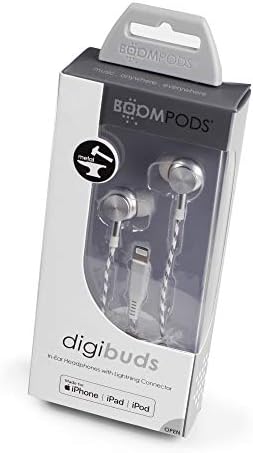 Boompods Digibuds Lightning (Apple MFi Certified) Earbuds - Best in-Ear Digital Earbuds with Lightning Connector for iPhone and iPads, Fabric Braided Cable with Wired Inline Controls (Titanium)