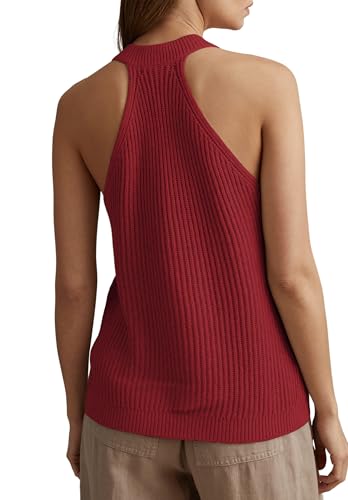 Image of Womens Button-Front Sweater Vest Top V Neck Sleeveless Knit Tank Fitted Halter Raceback Cardigan Vest