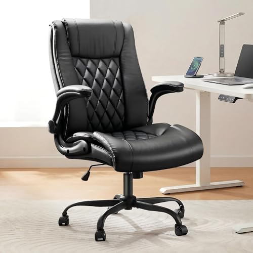 Marsail Executive Office Chair with Flip-up Armrests,PU...