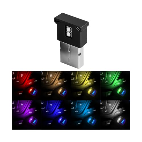 Ywdiml Car Mini USB LED Light, 8 Colors Type A Vehicle Plug-in Atmosphere Lamp, Adjustable ＆ Brightness Automotive Interior Decoration Night Lighting Accessories, Universal Fit